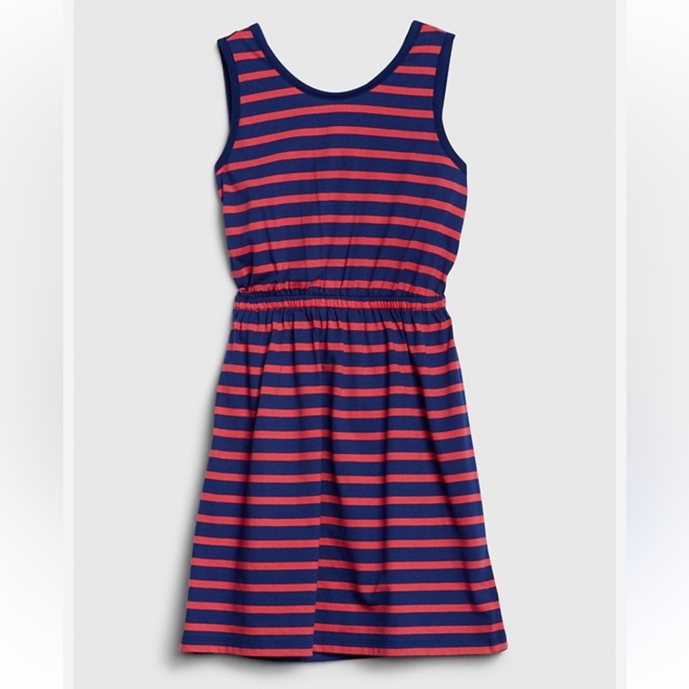 GAP KIDS Tank Wrap Dress Size 8 (M) NEW 100% Cotton Blue Red Striped Sleeveless
